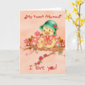 ベビーおよび祖母の鳥、私のTが付いている母の日カード カード (黄色い花)