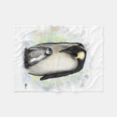 ベビーおよび親ペンギン フリースブランケット (正面(横))