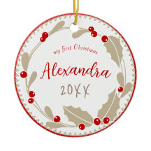 ベビーお洒落の初めてのクリスマス写真 |赤ベージュ