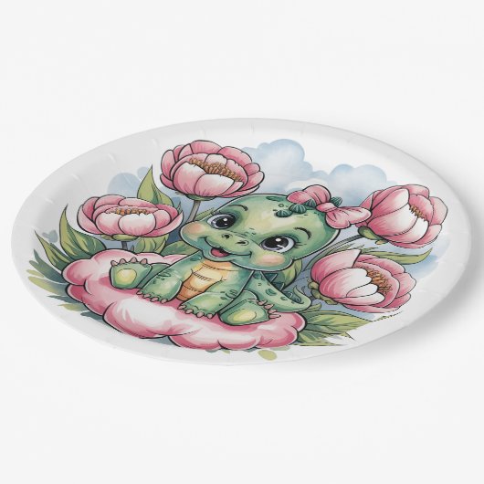 ベビーお洒落シャワーディノディライト ペーパープレート (アングル)