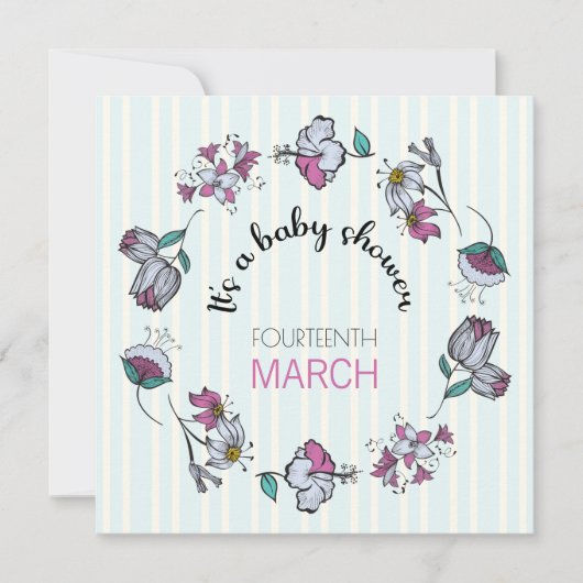 ベビーお洒落シャワー招待状テンプレート 案内状 (正面)