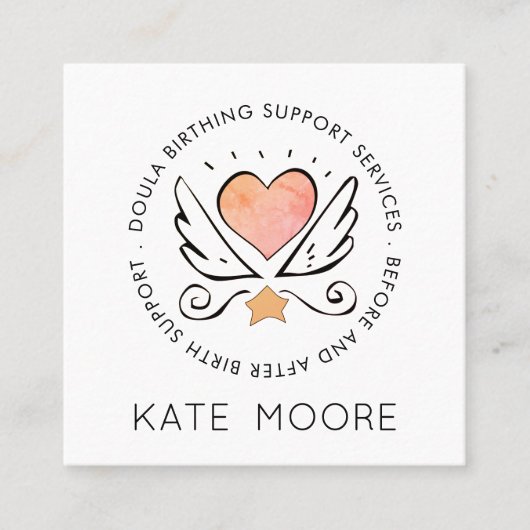 ベビーお洒落ドゥラ誕生コーチ又は助産師 スクエア名刺 (正面)