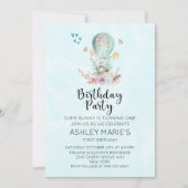 ベビーお洒落バニーが誕生パーティーに 招待状 (正面)