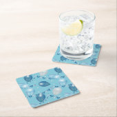 ベビーお洒落ブルーパーティーコースター スクエアペーパーコースター (インサイチュ)