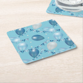 ベビーお洒落ブルーパーティーコースター スクエアペーパーコースター