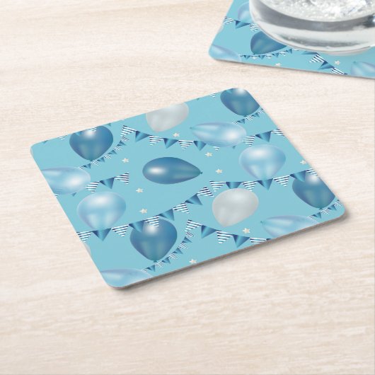 ベビーお洒落ブルーパーティーコースター スクエアペーパーコースター (アングル)