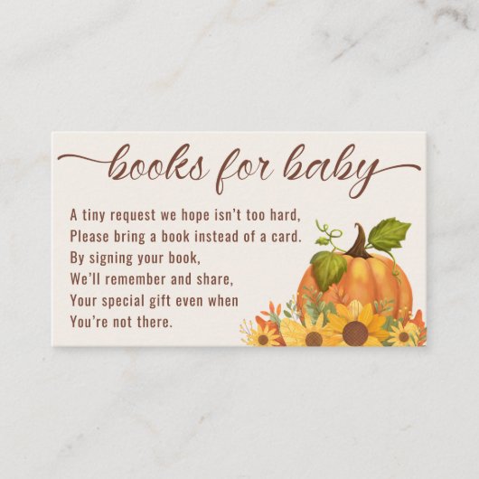 ベビーかぼちゃ赤ちゃんシャワー囲いカードの本 エンクロージャーカード (正面)