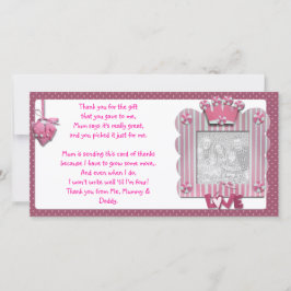 ベビーからのピンクのcandystripeフレームのサンキューカード サンキューカード