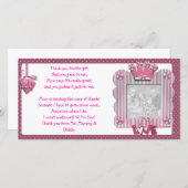 ベビーからのピンクのcandystripeフレームのサンキューカード サンキューカード (正面/裏面)