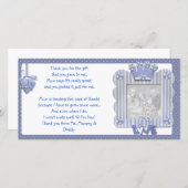 ベビーからの青いcandystripeフレームのサンキューカード サンキューカード (正面/裏面)