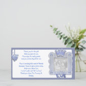 ベビーからの青いcandystripeフレームのサンキューカード サンキューカード (スタンド正面)