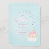 ベビーからカップケーキを振りかける誘い 招待状 (正面/裏面)