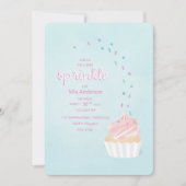 ベビーからカップケーキを振りかける誘い 招待状 (正面)