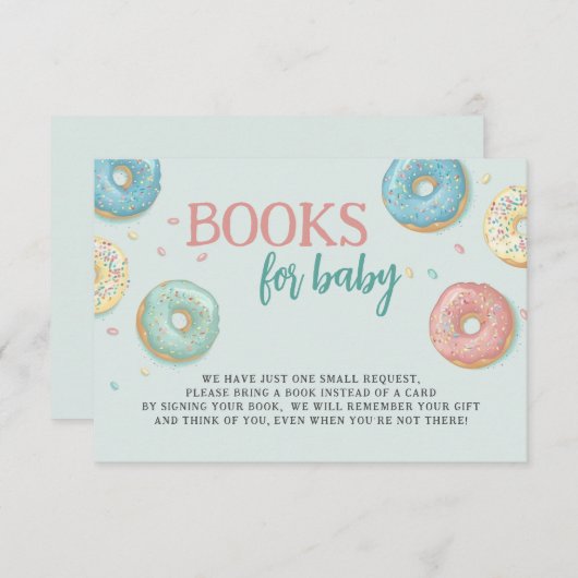 ベビーかわいいドーナツ赤ちゃんシャワー用ブックス エンクロージャーカード (正面/裏面)