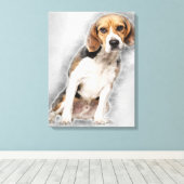 ベビーかわいいビーグル犬2歳 キャンバスプリント (インサイチュ (ウッドフロア))