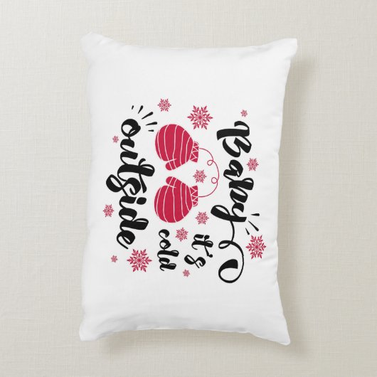 ベビーかわいいミトンの冬の外で寒さ アクセントクッション (裏面(縦))