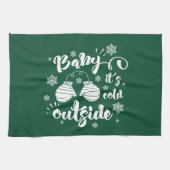 ベビーかわいいミトンの冬の外で寒さ キッチンタオル (横)