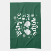 ベビーかわいいミトンの冬の外で寒さ キッチンタオル (縦)