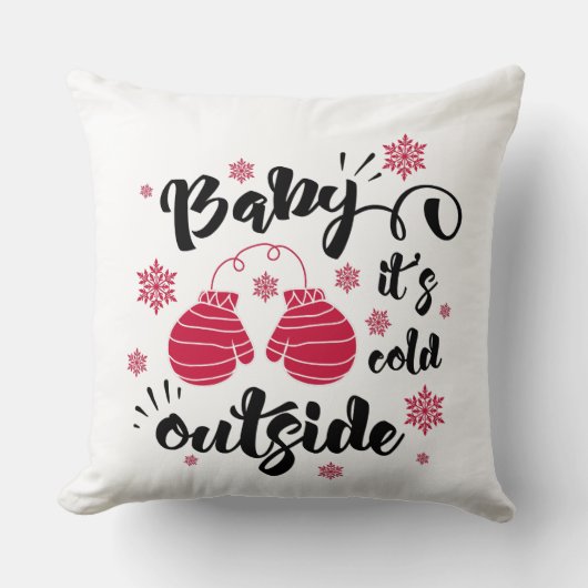 ベビーかわいいミトンの冬の外で寒さ クッション (正面)