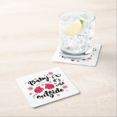 ベビーかわいいミトンの冬の外で寒さ スクエアペーパーコースター (インサイチュ)