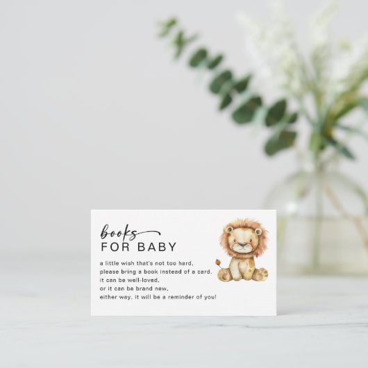 ベビーかわいい小さなライオン赤ちゃんシャワーのための本 エンクロージャーカード (スタンド正面)