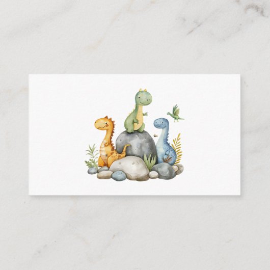 ベビーかわいい恐竜の水彩画シャワー用の本 エンクロージャーカード (裏面)
