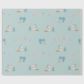 ベビーかわいい赤ちゃんシャワーとコウノトリ ラッピングペーパー (フラット)