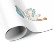 ベビーかわいい赤ちゃんシャワーとコウノトリ ラッピングペーパー (ロールコーナー)