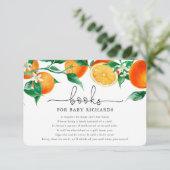 ベビーかわいこちゃんオレンジ柑橘系ベビーシャワー用の本 エンクロージャーカード (スタンド正面)
