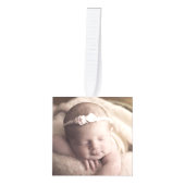 ベビーかわいらしの初めてのクリスマス写真 キューブオーナメント (正面)