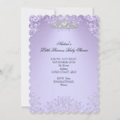 ベビーかわいらしシャワーガールプリンセスティアララベンダー2 招待状 (裏面)