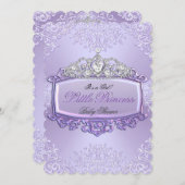ベビーかわいらしシャワーガールプリンセスティアララベンダー2 招待状 (正面/裏面)