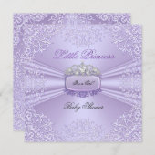 ベビーかわいらしシャワーガールプリンセスティアララベンダー 招待状 (正面/裏面)