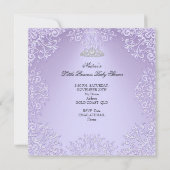 ベビーかわいらしシャワーガールプリンセスティアララベンダー 招待状 (裏面)