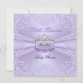 ベビーかわいらしシャワーガールプリンセスティアララベンダー 招待状 (正面)