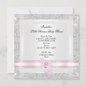 ベビーかわいらしシャワーガールリトルプリンセスダイヤモンド 招待状 (裏面)