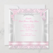 ベビーかわいらしシャワーガールリトルプリンセスダイヤモンドb 招待状 (裏面)