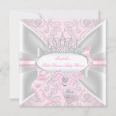 ベビーかわいらしシャワーガールリトルプリンセスダイヤモンドb 招待状 (正面)