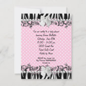 ベビーかわいらしシャワーゼブラベビーガールピンクスポット 招待状 (裏面)