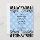 ベビーかわいらしシャワーゼブラ男の赤ちゃんブルースポット 招待状 (裏面)