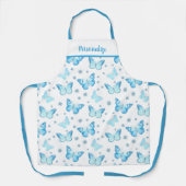 ベビーかわいらしブルーバタフライフローラルパターンデザイン エプロン (正面)