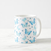 ベビーかわいらしブルーバタフライフローラルパターンデザイン コーヒーマグカップ (正面右)