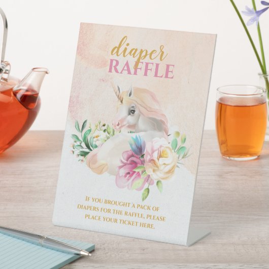 ベビーかわいらしユニコーンおむつラッフル玄関サイン 台座サイン (インサイチュ)