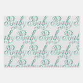 ベビーかわいらし引用文ピンク&ブルーフラワーベビーシャワー ラッピングペーパーシート (正面)