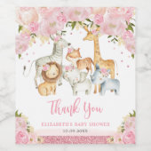 ベビーかわいらし野生動物ジャングルカップルのシャワー ワインラベル (シングルラベル)