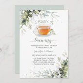 ベビーがお茶のパーティーシャワーを作る 招待状 (正面/裏面)