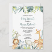 ベビーがかわいいサファリ男女兼用動物 招待状 (正面)