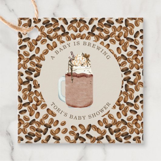 ベビーがアイスコーヒーの赤ちゃんシャワーの好意を醸造している フェイバータグ (正面)
