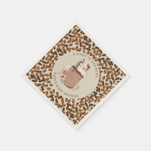 ベビーがアイスコーヒーフローラベビーシャワーを醸造している スタンダードカクテルナプキン (角)