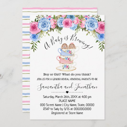 ベビーがイースタージェンダーを醸造している紅茶の招待状 シーズンカード (正面/裏面)